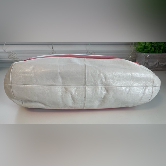 Y2K Coach Cricket Medium White Coral Pink Leather Tote Shoulder Bag Purse - Picture 13 of 16